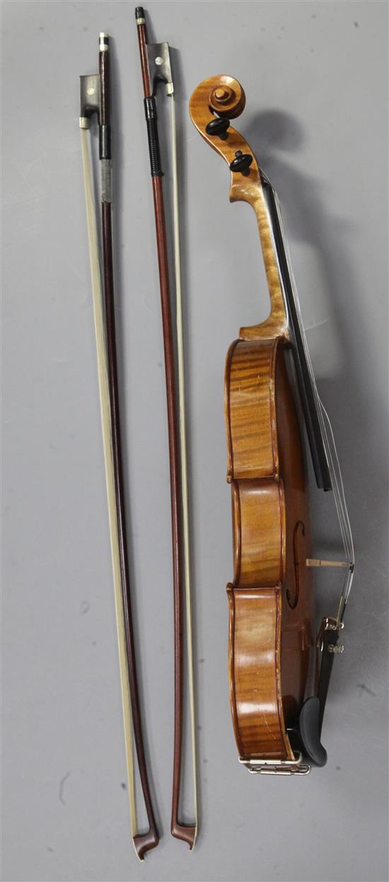 A violin with two-piece back 22.5in.